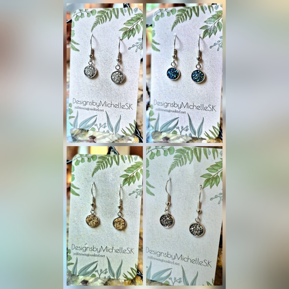 New! Pairs 8mm Faux Druzy Dangle Earrings! All For $15